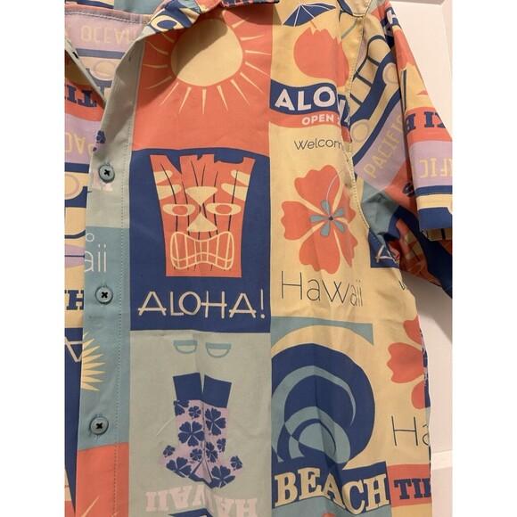 Mens Size Large Fresh Prints of Bel-Air Party Button Performance Aloha Hawaiian - Picture 3 of 5